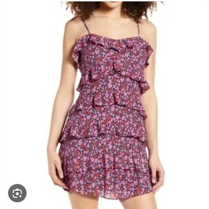 4SI3NNA Ruffled Tiered Rose Floral Mini Sundress Y2K 90's Festival Feminine